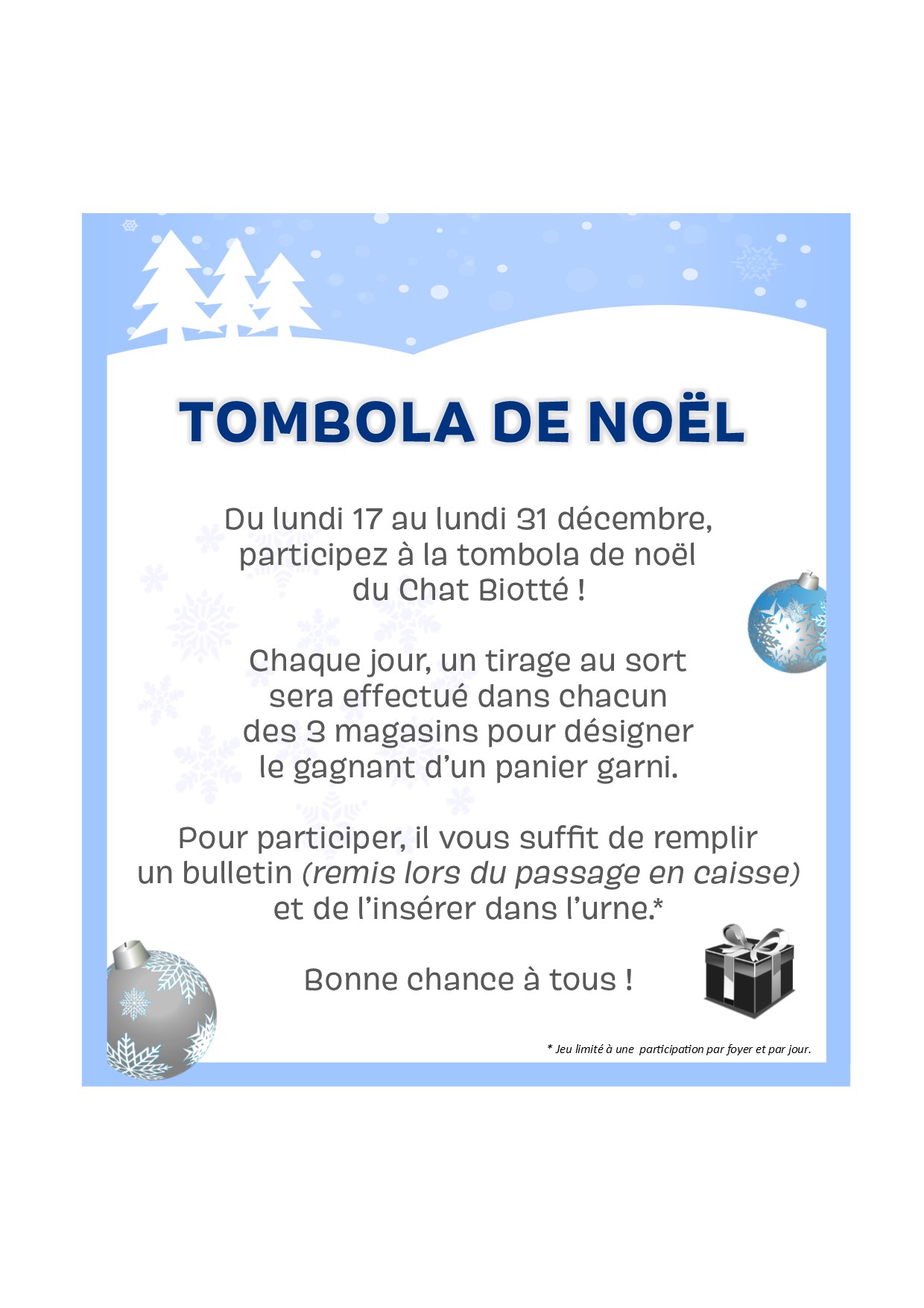Tombola de Noël ! Tombola de Noël !